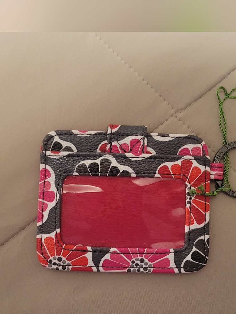 Vera Bradley Faux Leather "In a Snap" Card Case With Key Ring In Blossoms NWT
